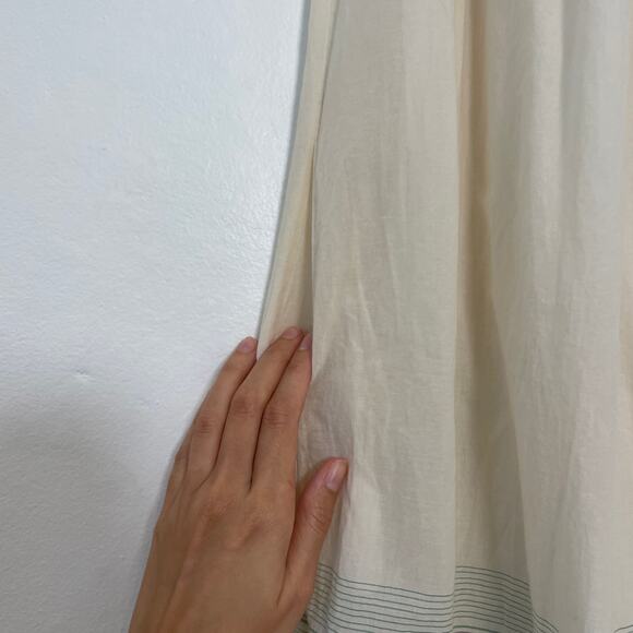 GAP - 90s Y2K Cream Cotton Pleated Peasant Midi Dress - Picture 6 of 10